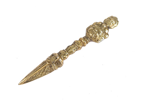 Ритуальный нож Пурба длиной 16,5 см бронза золотистого оттенка