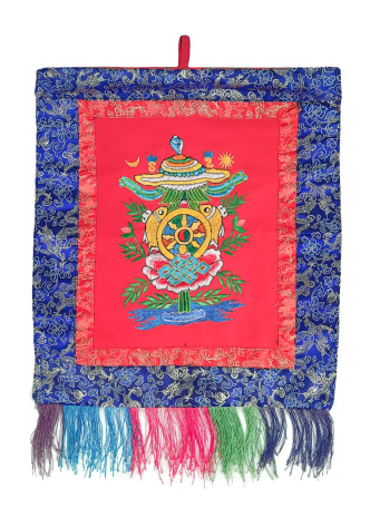 Художественная вышивка-панно Аштамангала (Восемь символов удачи) с вышивкой размер 41Х47см