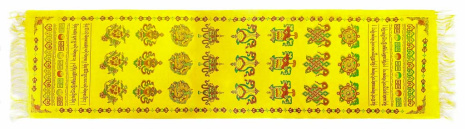 Кхадак для подношений желтого цвета с восемью символами 135Х30см