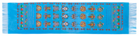 Кхадак для подношений синего цвета с восемью символами 135Х30см